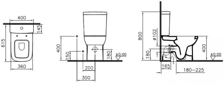Vitra S20 унитаз напольный размеры