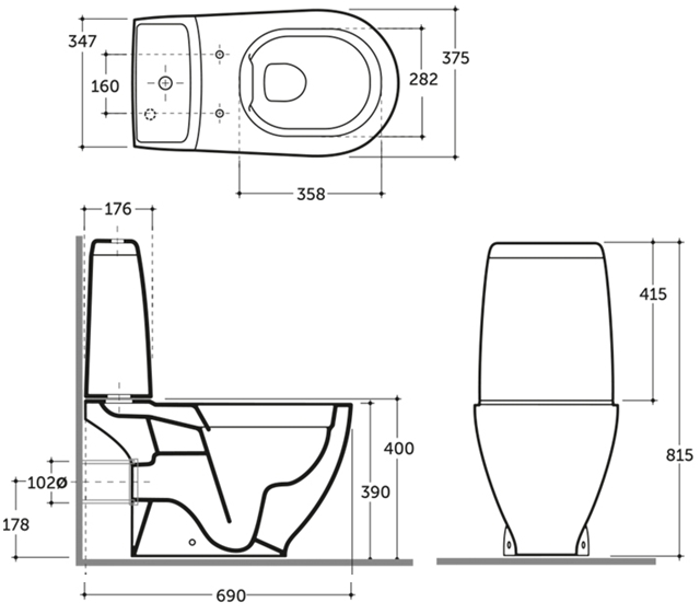 keramin-Трино R унитаз размер