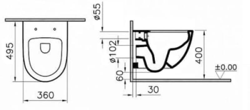 unitaz-vitra-podvesnoj-sento-размер