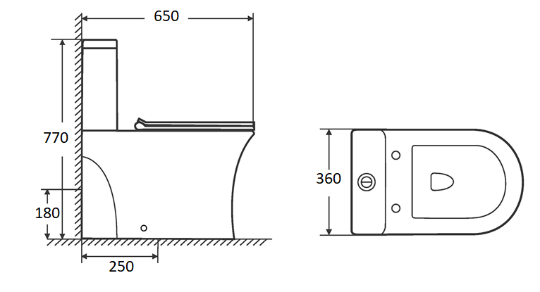 Напольный унитаз Saniteco KW-79142 размер