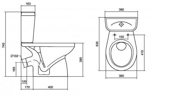 Унитаз  Santek Анимо однорежимный размер