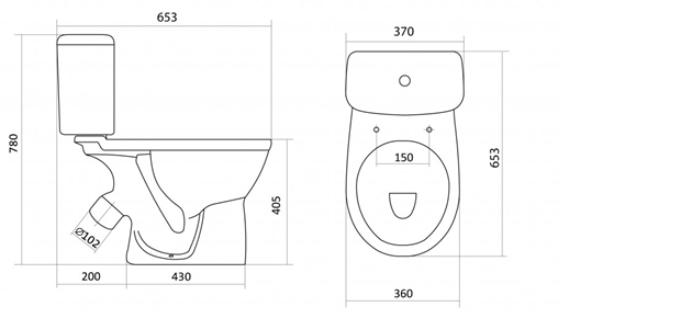 Унитаз  Santek Бореаль 1WH302146 размеры