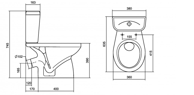 Унитаз Santek Анимо 1WH302134 размеры