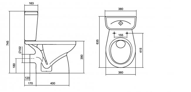 Унитаз Santek Анимо размер