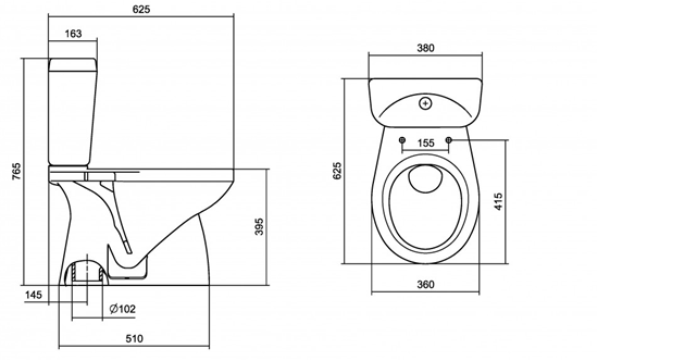 Унитаз Santek Анимо с вертикальным выпуском размер