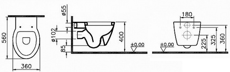 Унитаз Vitra Sunrise подвесной с крышкой размер