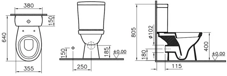 Унитаз напольный VitrA Norm Eisberg размеры