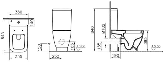 Унитаз напольный Vitra Shift размеры