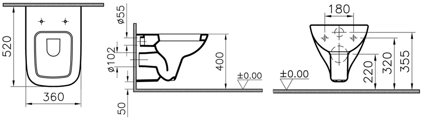Унитаз подвесной Vitra S20 с сиденьем микролифт 5507B003-6066