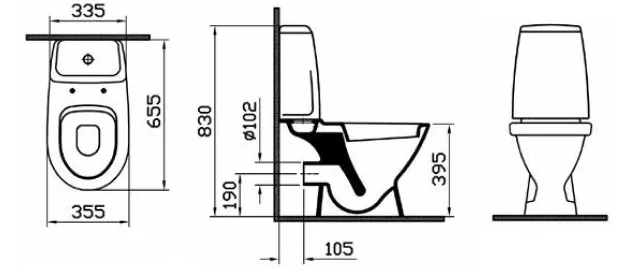 Унитаз-компакт Vitra Grand  9763B003-1206 размер