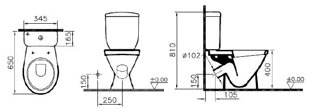 Унитаз-компакт Vitra Norm Blanc 9837B099-7201 размер
